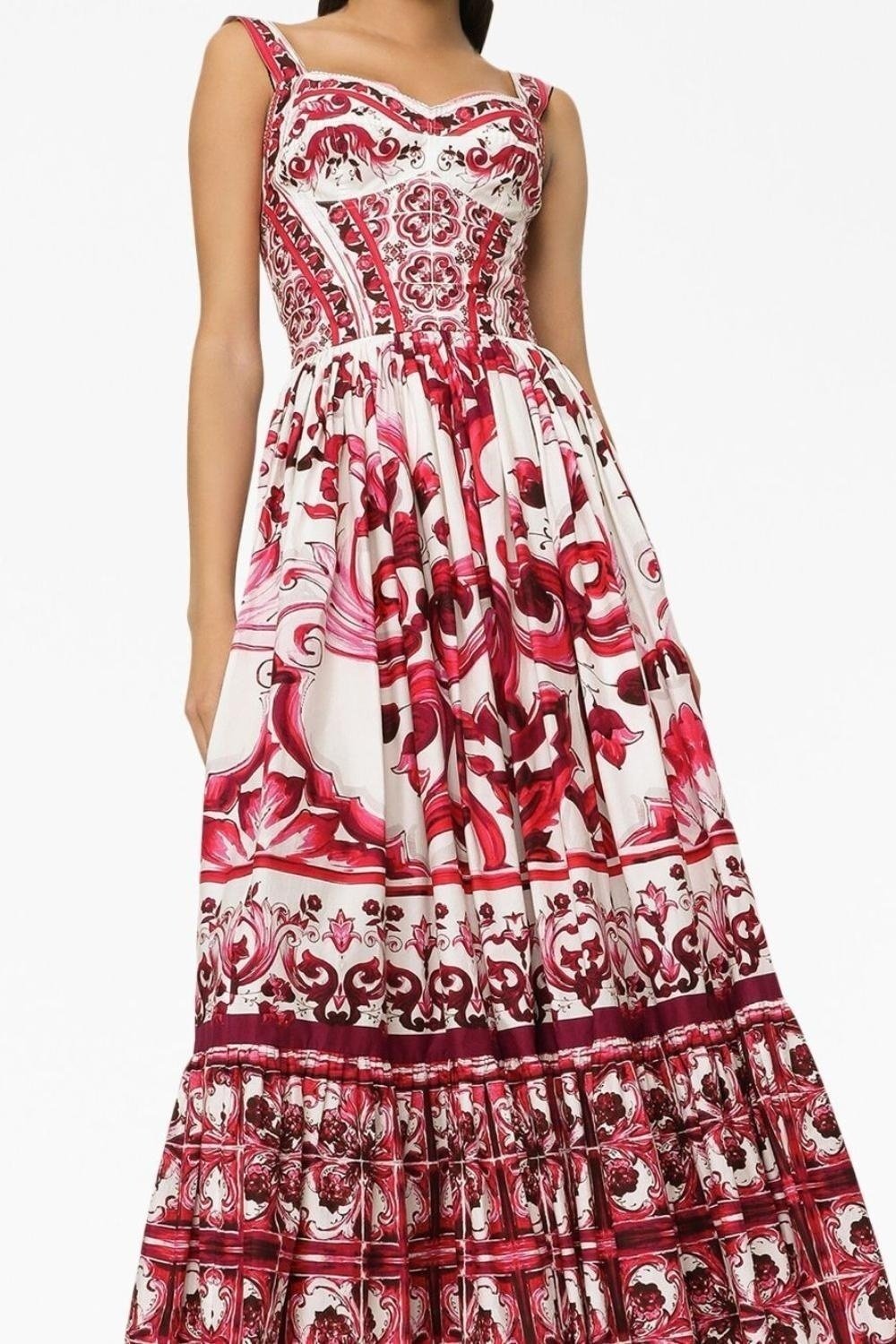 Vestido largo con tirantes fruncidos y estampado Sibyl