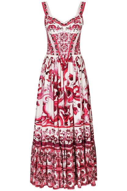Vestido largo con tirantes fruncidos y estampado Sibyl