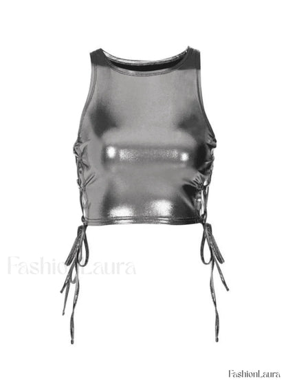 Side Tie Cropped Tank Top