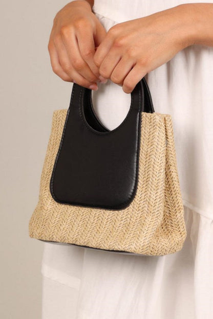 Bolso tote de paja y cuero Sigrid