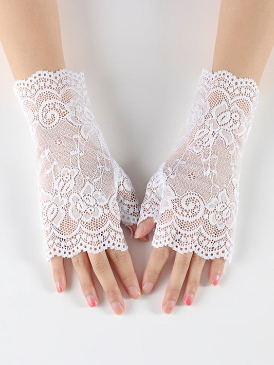Fingerless Gloves Formal Party / Evening Daily Solid / Plain Color Lace Simple Style Sweet Wedding Casual / Daily 1 Pair for Women