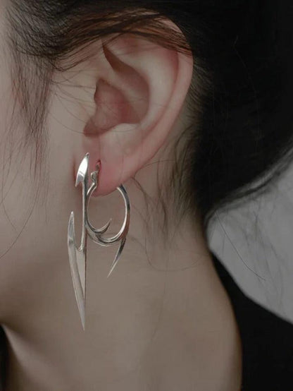 Silver Gothic Dart Character Earrings