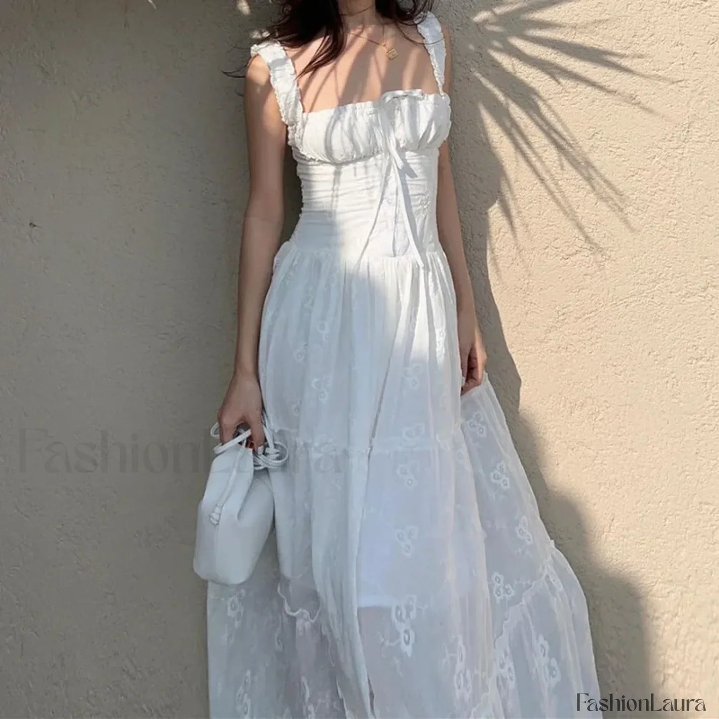 Simple Elegant Square Neck Floral Dress