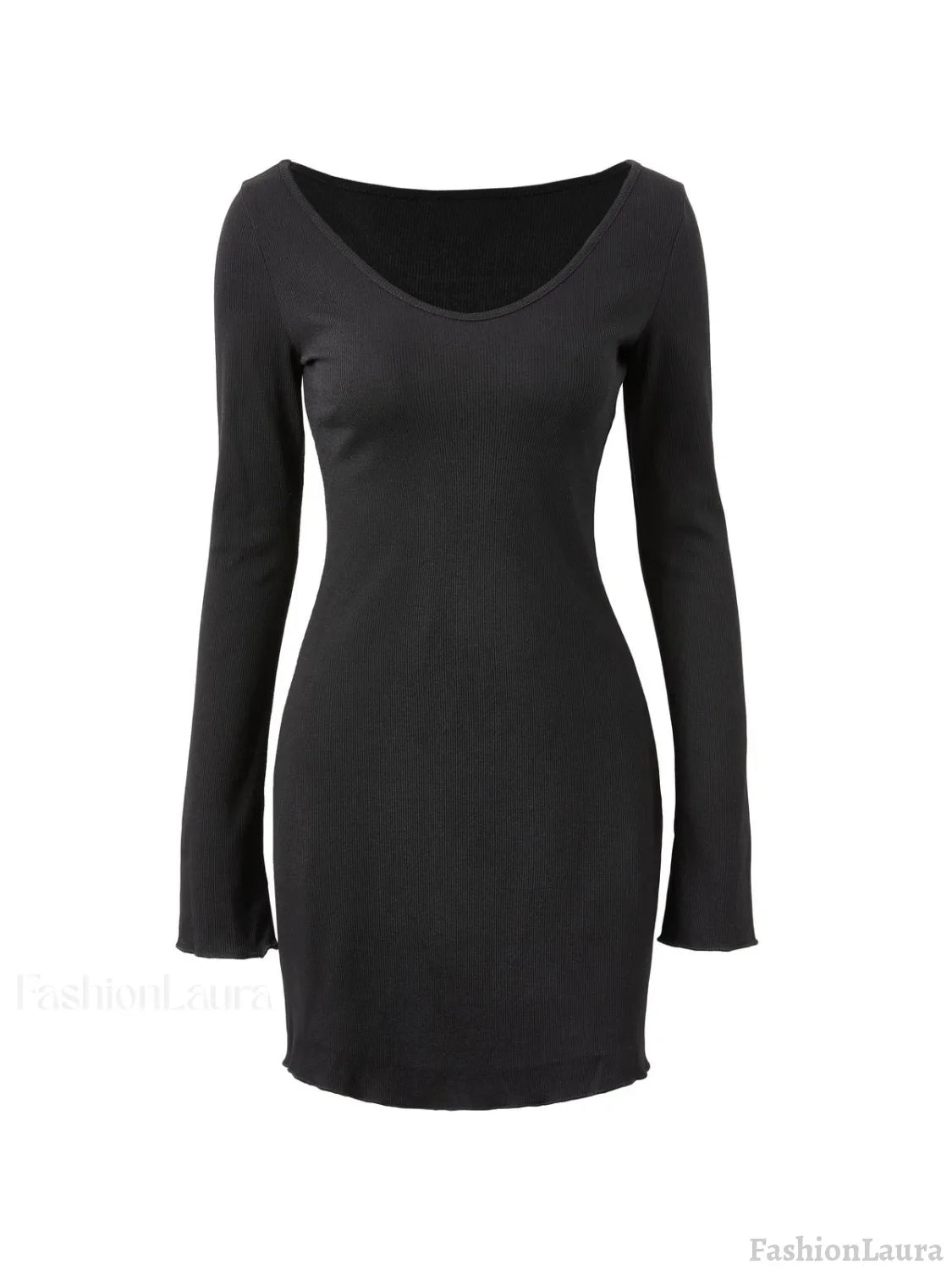 Simple Knitted Long Sleeve Mini Dress