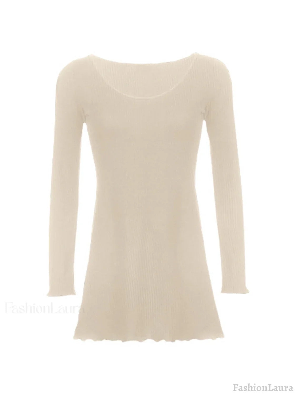 Simple Knitted Long Sleeve Mini Dress