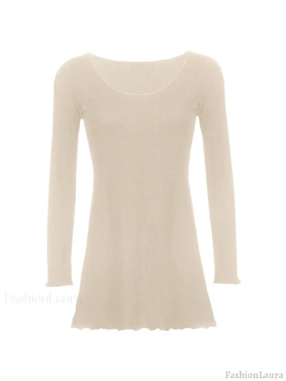 Simple Knitted Long Sleeve Mini Dress