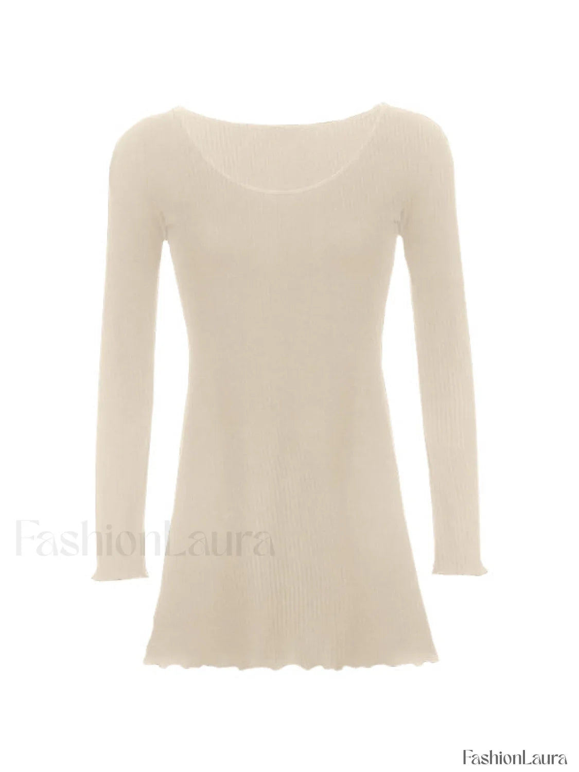 Simple Knitted Long Sleeve Mini Dress