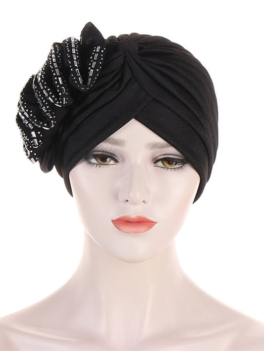 Lastest Flower Turban Bonnet for Women Muslim Hijab Headscarf Cap Wedding Party Headwear Turbante African Headtie for Women