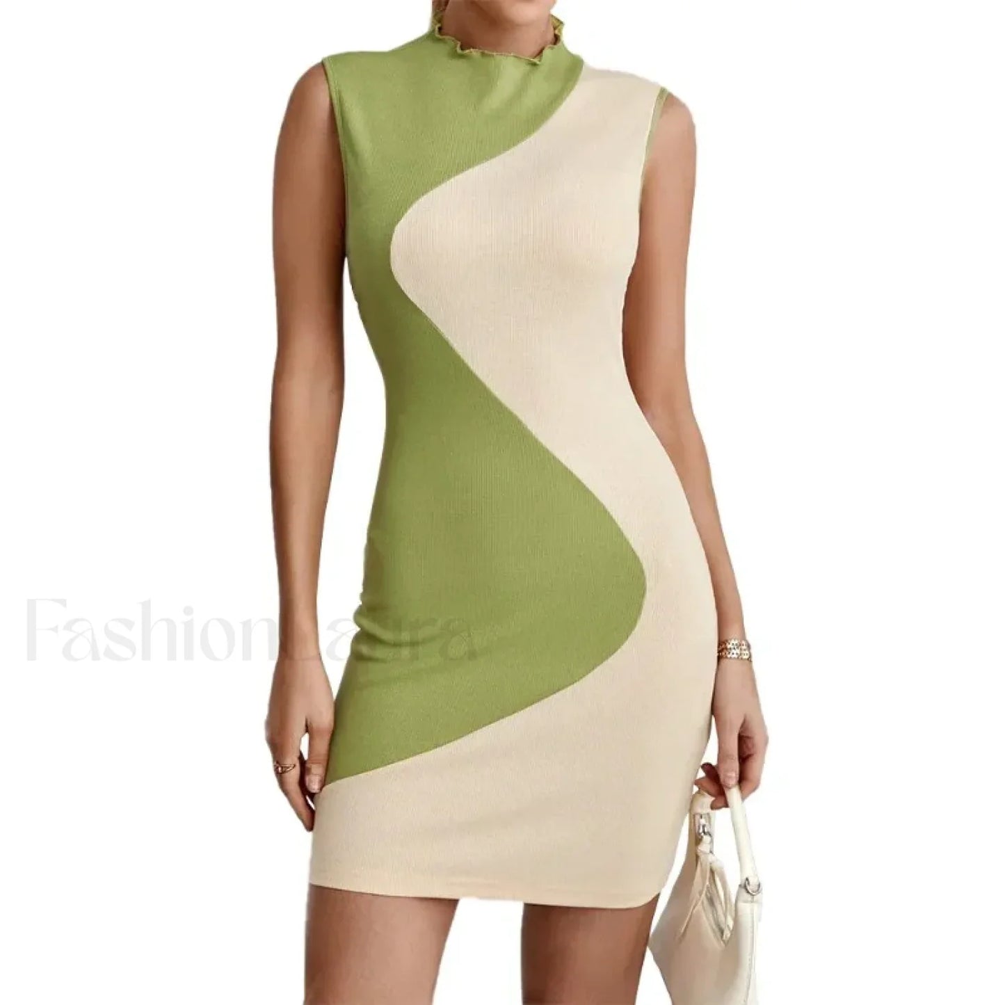 Skinny Knitted Summer Women's 2024 New Patchwork Sleeveless Slim Elastic High Waist Hip Wrap Mini Dress