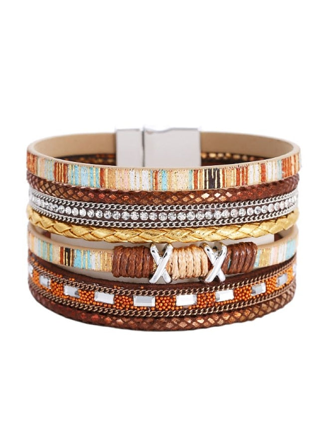 1PC Plaited Wrap Weave Statement Leather Bracelet Jewelry For  Halloween Daily Beach for Women