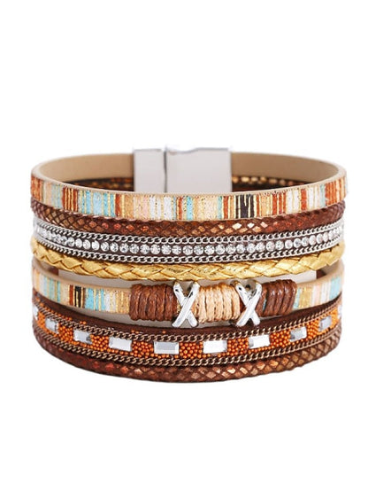 1PC Plaited Wrap Weave Statement Leather Bracelet Jewelry For  Halloween Daily Beach for Women