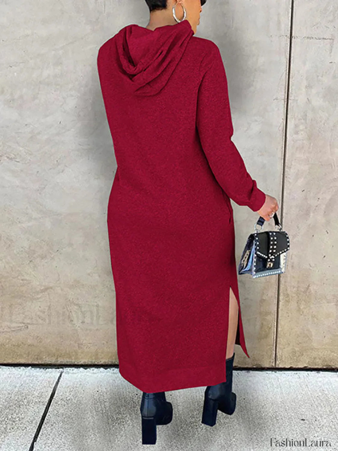 Slant Pockets Hoodie Dress
