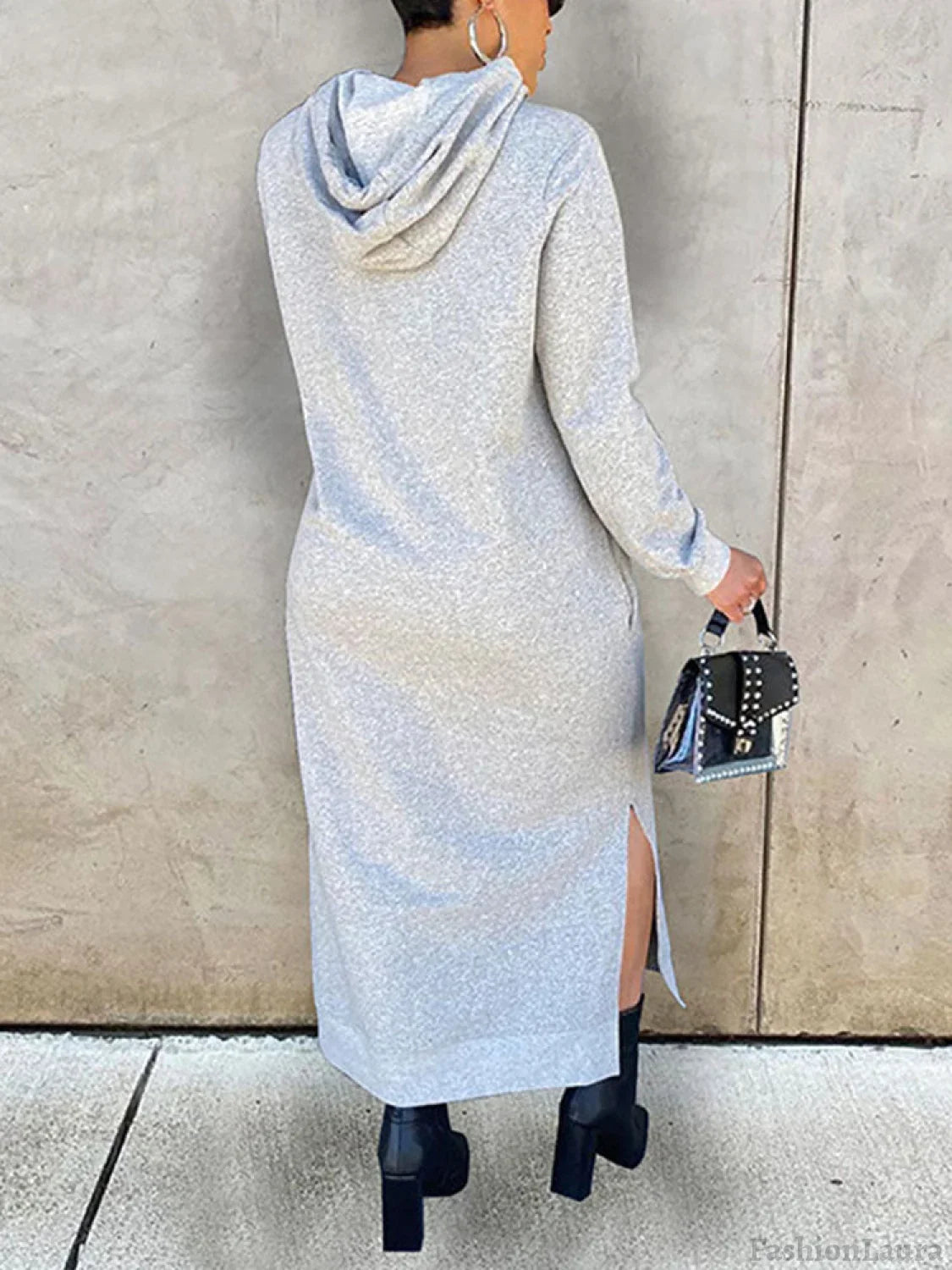Slant Pockets Hoodie Dress