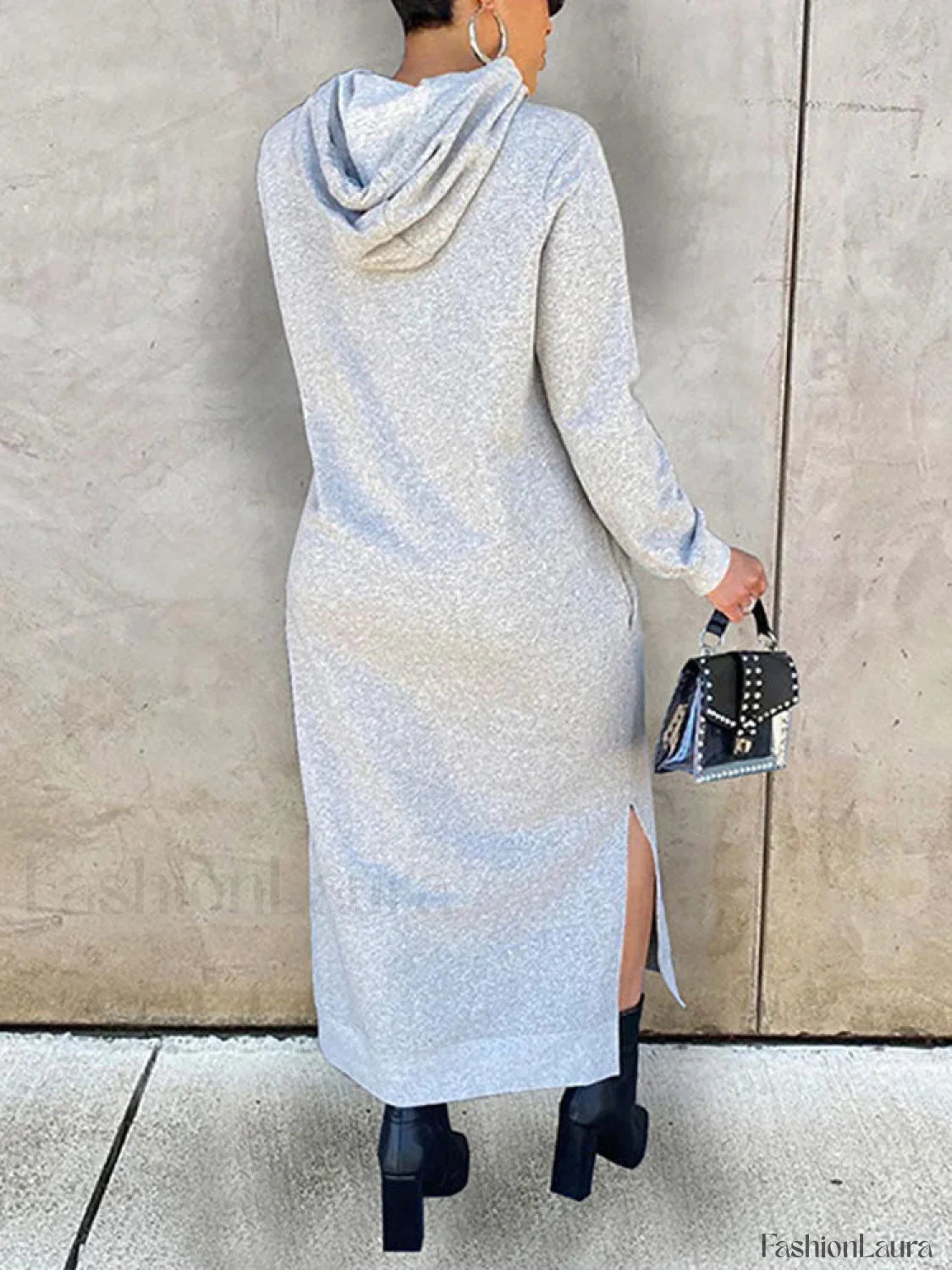 Slant Pockets Hoodie Dress