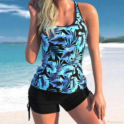 Sleeveless Vest Shorts Print Two Piece Set