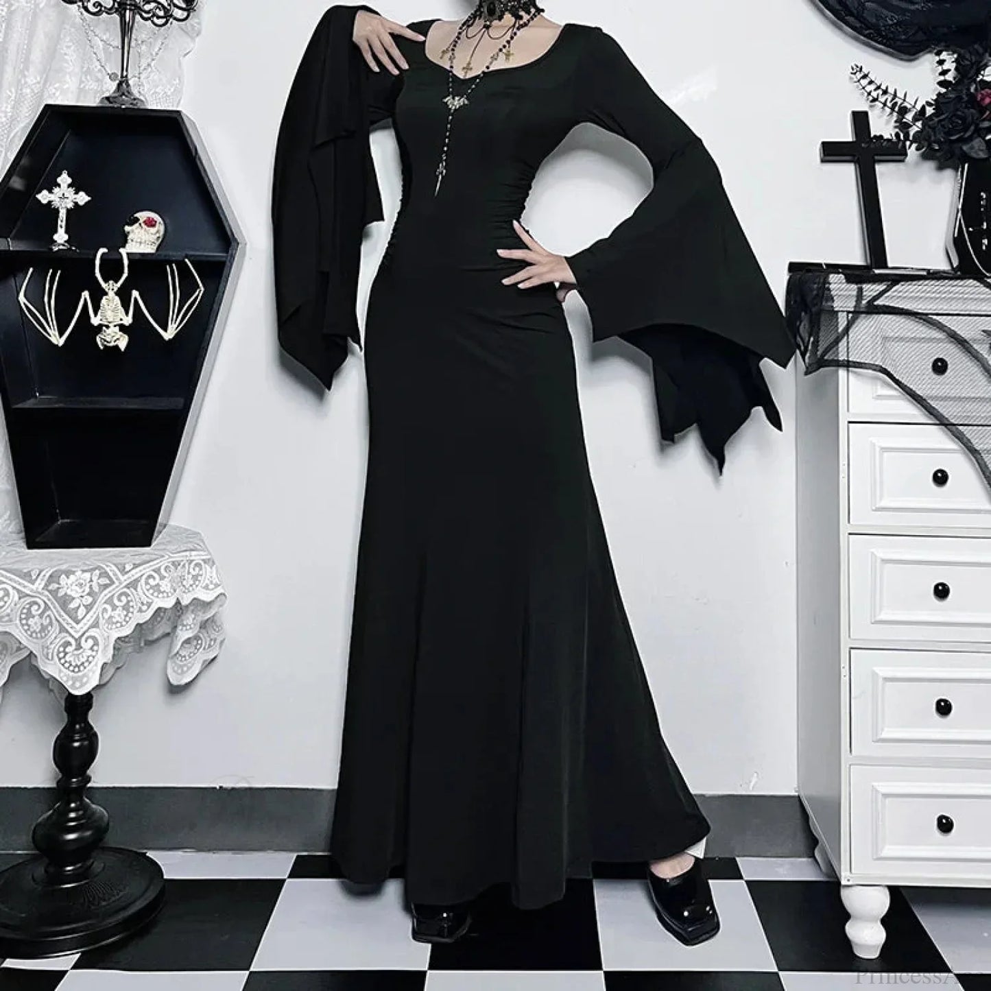 Slender Gothic Autumn Everyday Comfort Long Dress