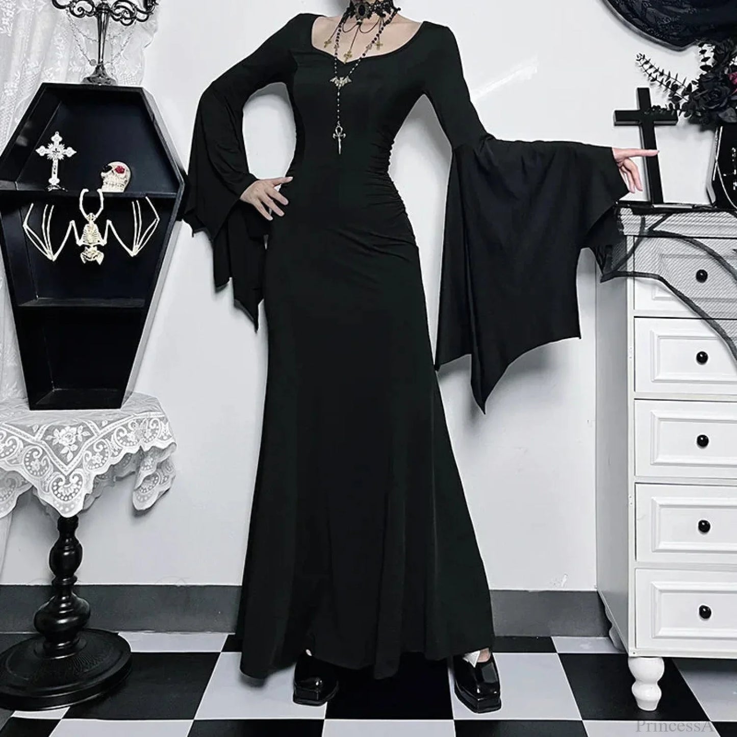 Slender Gothic Autumn Everyday Comfort Long Dress