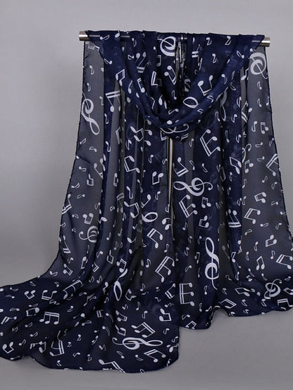 1PC Women Lady Musical Note Chiffon Neck Scarf Shawl Muffler Scarves High Quality Fabulous Elastic Beautiful Scarves for Women