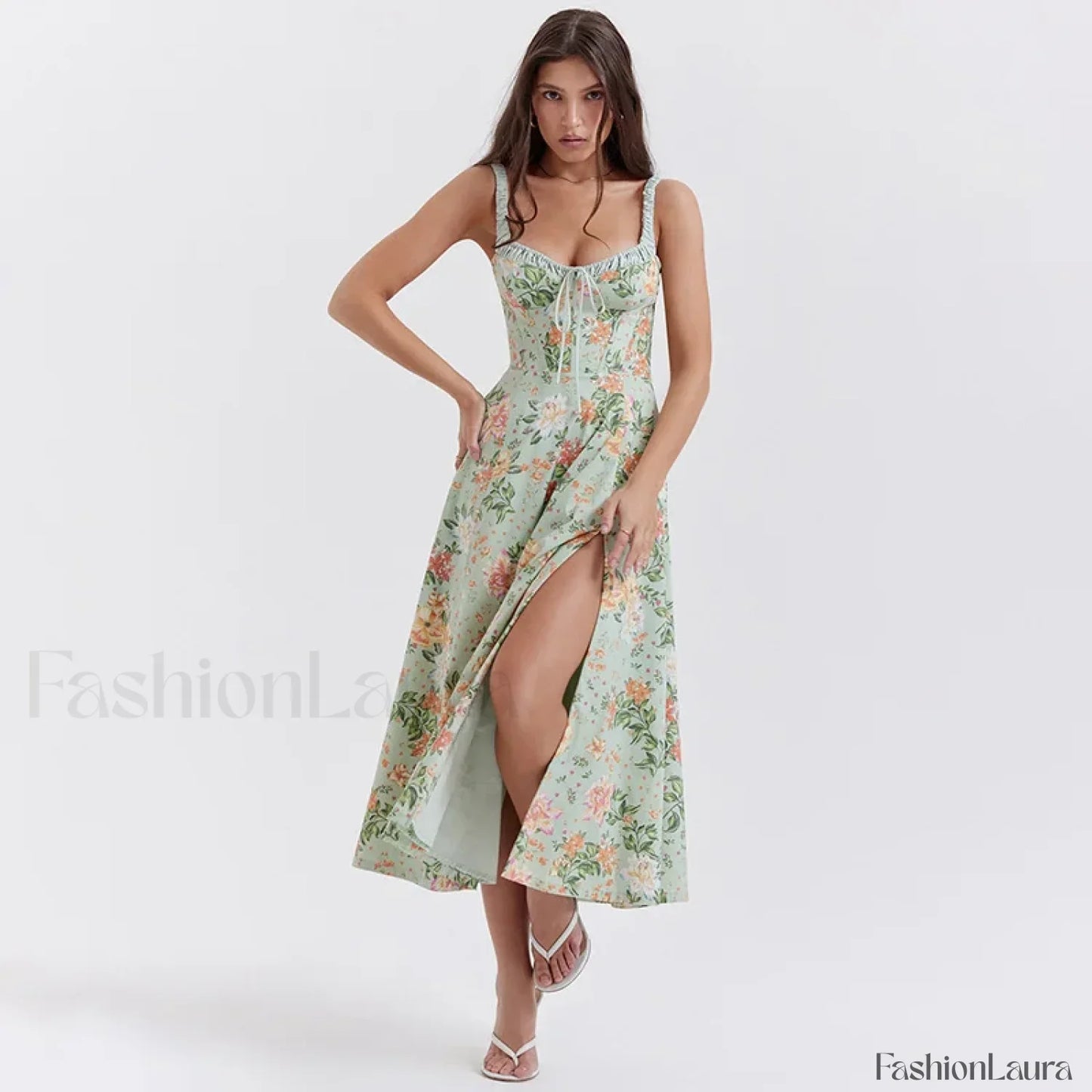 Slim Spaghetti Strap Floral Dress