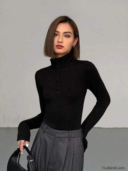 Slinky Button-up Graceful Long Sleeve Shirt