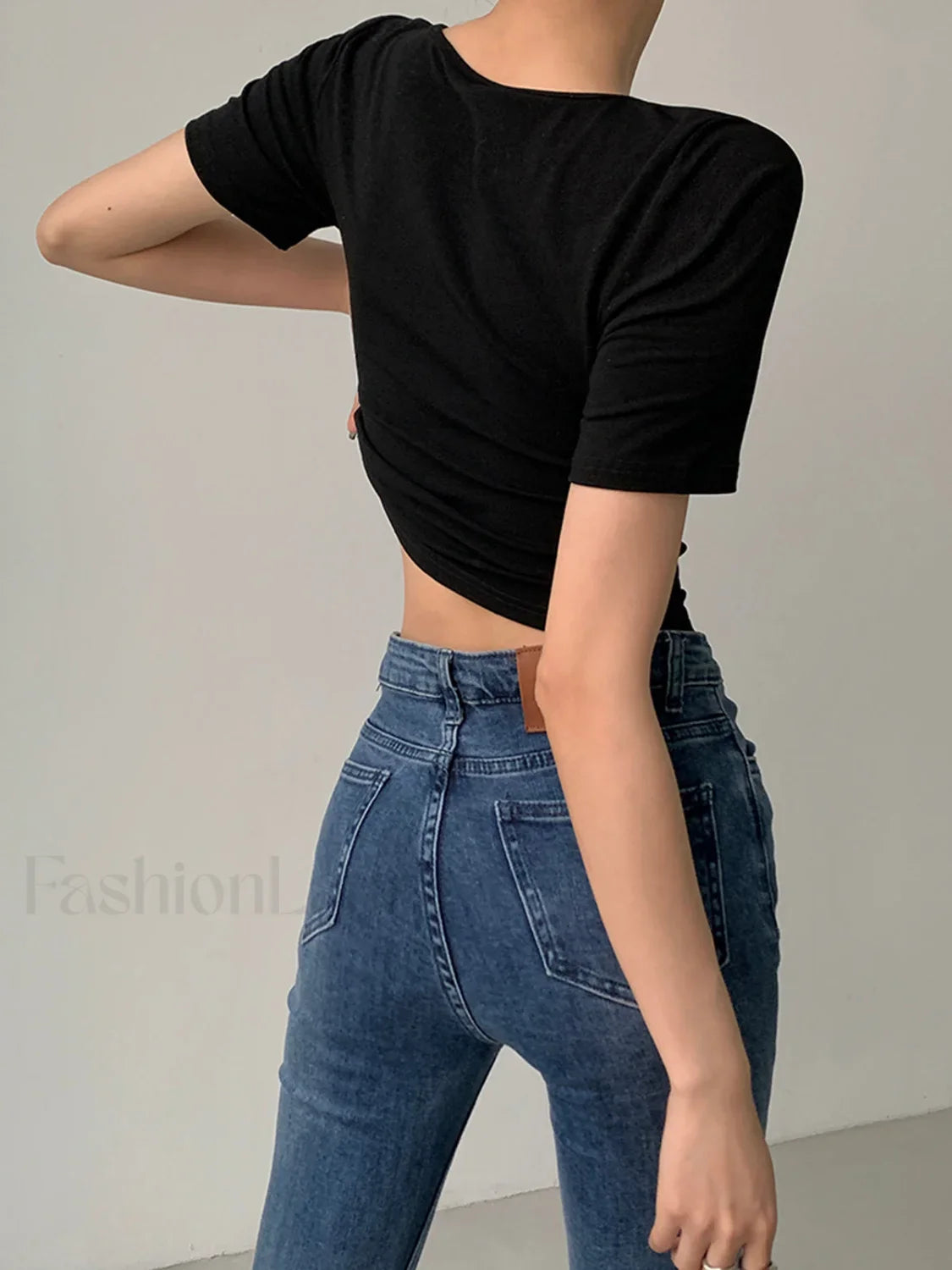 Slinky Metal Ring Trendy Short Sleeve Top