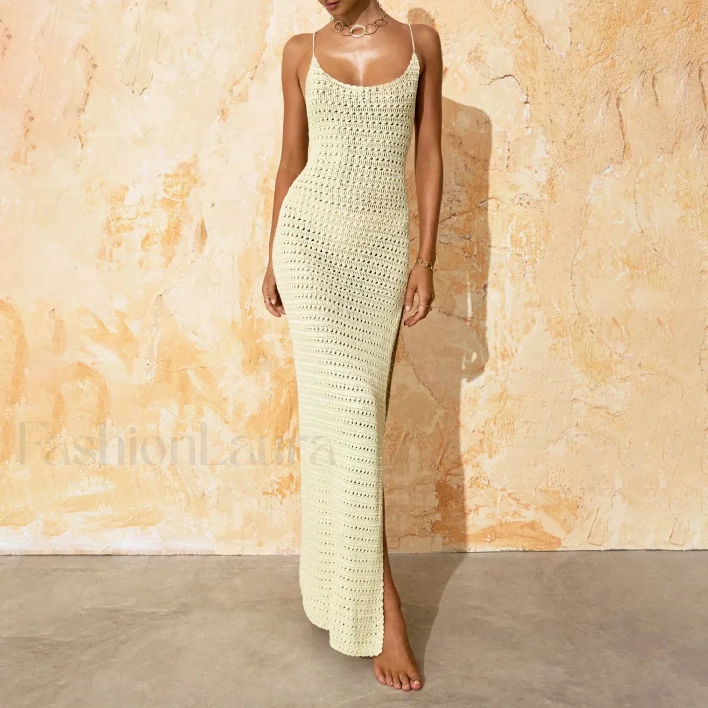 Slit Bodycon Knit Maxi Cover Up