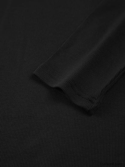 Sliver Lining Contrast Neckline Long Sleeve Top