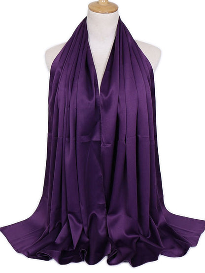 1pcs Women Silk Headscarf Hijab Scarf Long Muslim Shawl Turban Bandana Satin Scarves Head Wraps for Women