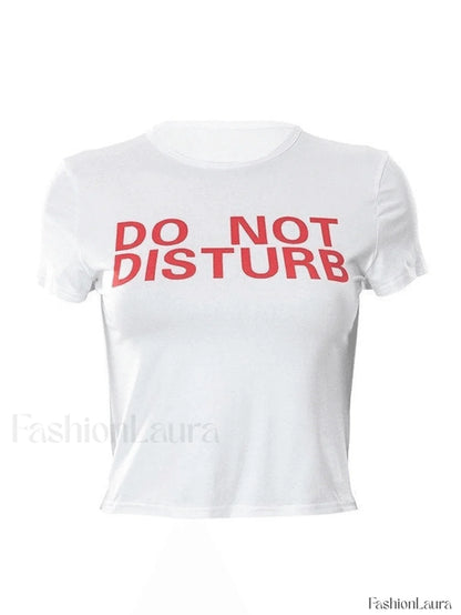 Slogan Print White Crop Top
