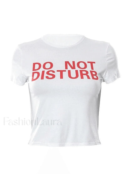 Slogan Print White Crop Top