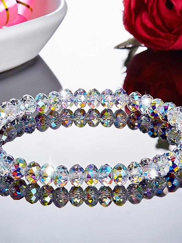 White Crystal Bracelet Classic Lucky Stylish Glass Bracelet Jewelry White / Champagne / Red For Party Evening Gift Daily Birthday for Women