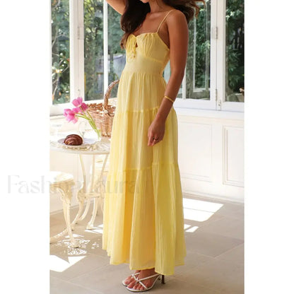 Smocked Bow-Front Midi Dress