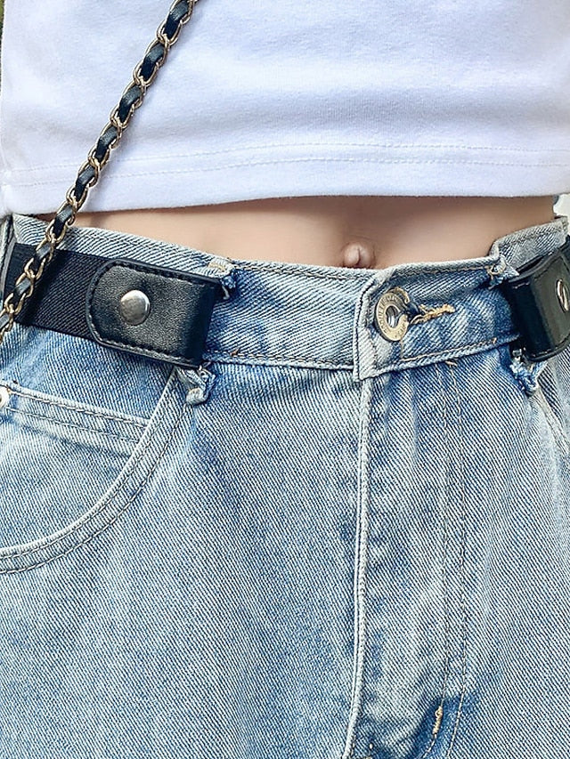 Clear Belt Nylon Steel Buckle Plain Casual Work Daily Black White Blue Coffee for Women