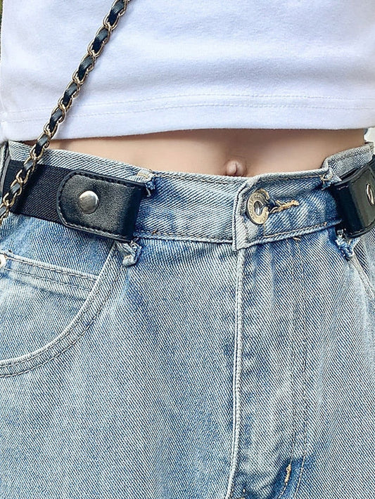 Clear Belt Nylon Steel Buckle Plain Casual Work Daily Black White Blue Coffee for Women