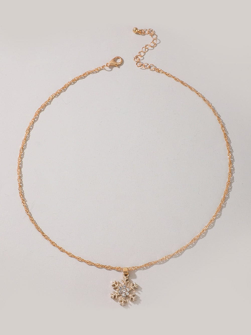 Snowflake Sparkle Gold Rhinestone Christmas Necklace