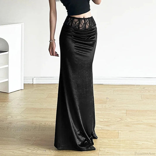 Soft Trumpet Lace Patchwork Skirt