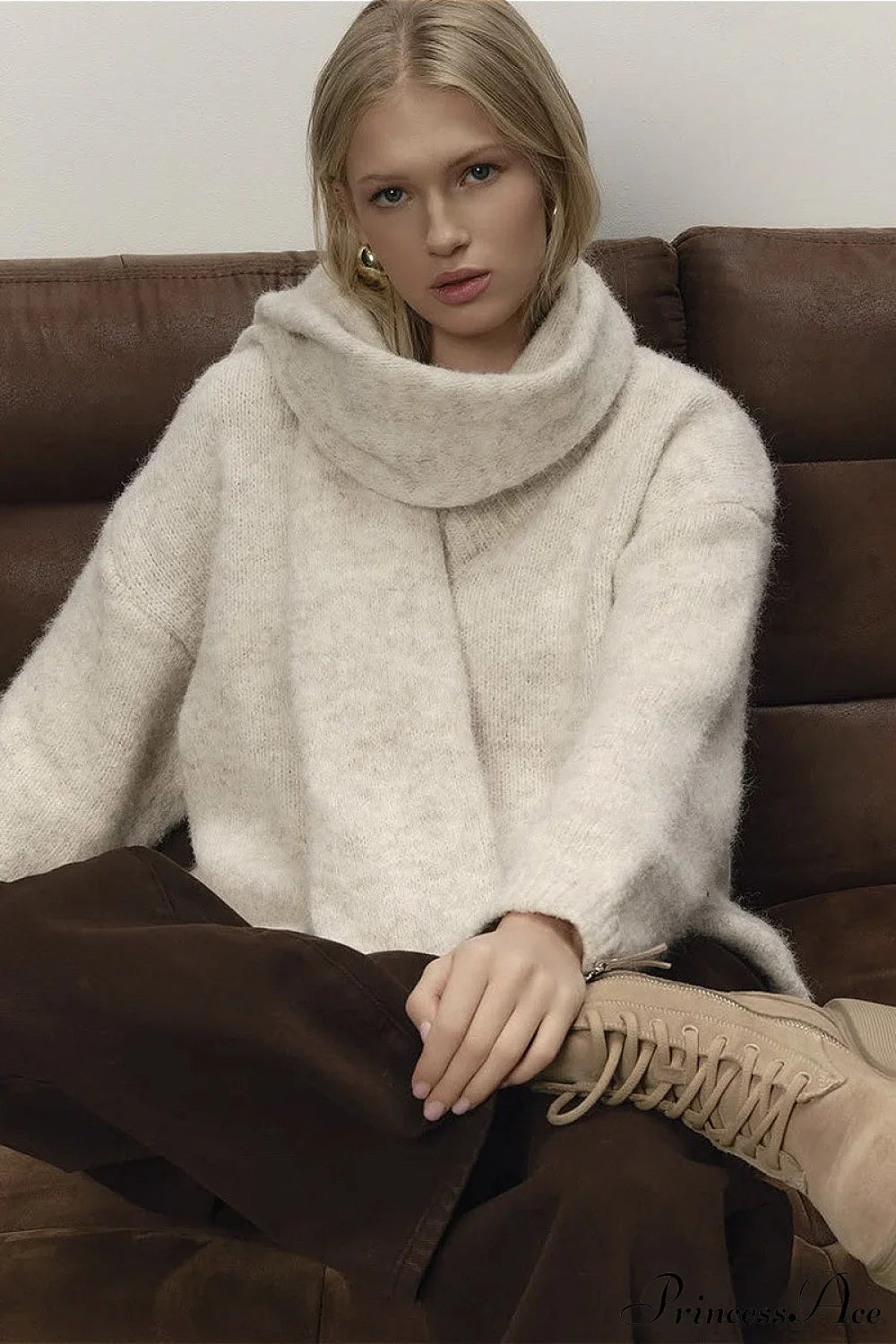 Soft Wool Crew Neck Loose Slouchy Sweater