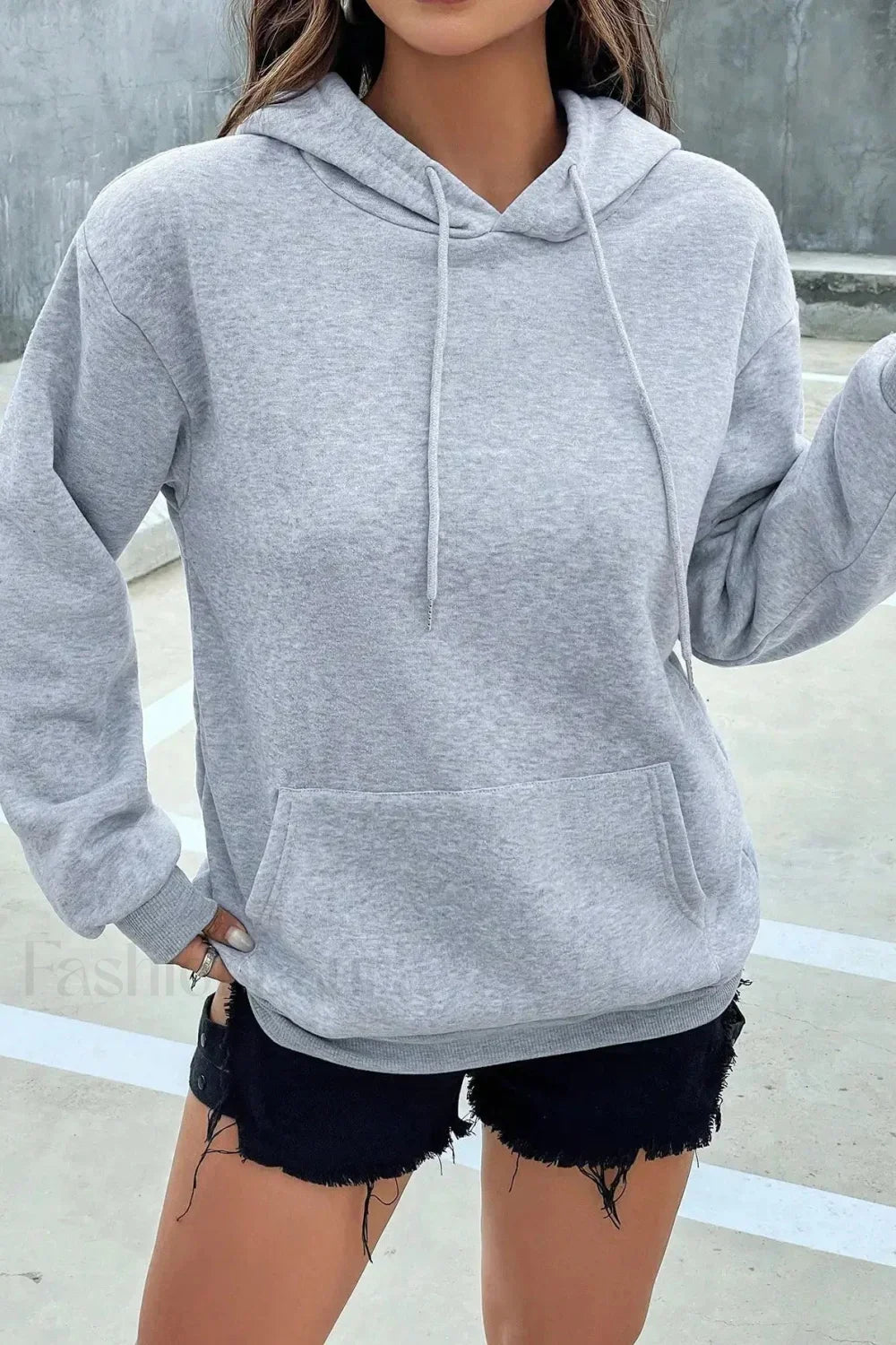 Solid Color Casual Pocket Hoodie