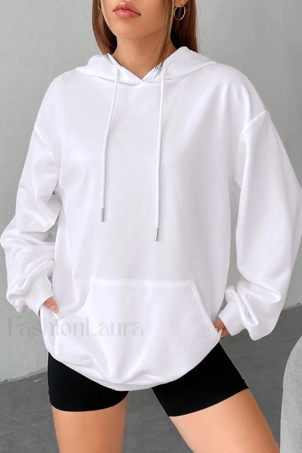 Solid Color Casual Pocket Hoodie