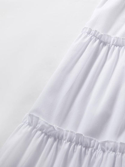 Solid Color Tiered Midi Skirt