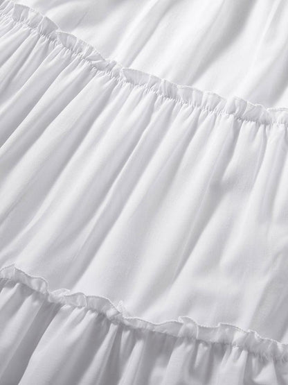 Solid Color Tiered Midi Skirt