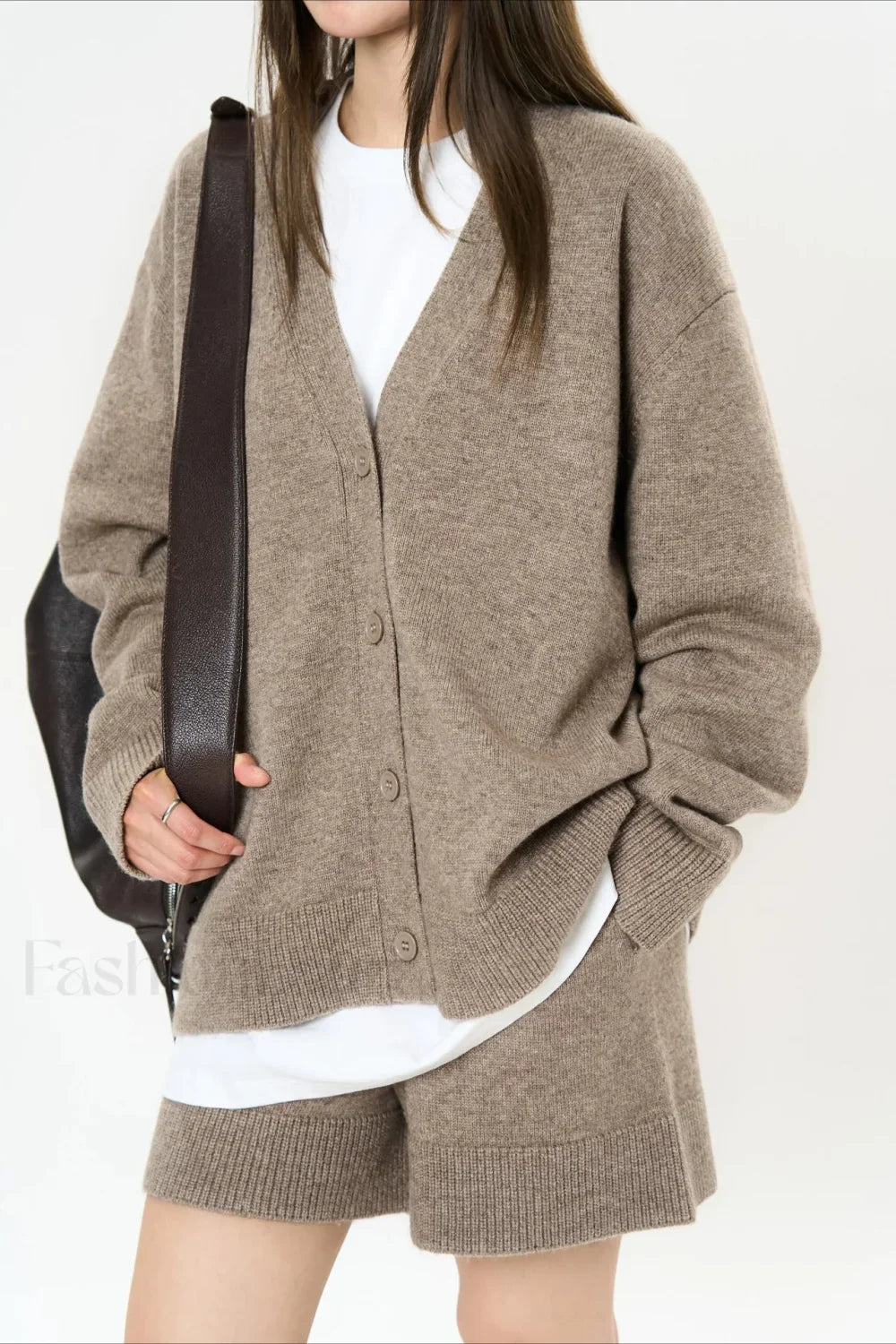 Solid Color V-neck Long Sleeve Cardigan