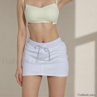Solid Drawstring Bodycon Skirt
