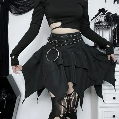 Solid Drawstring Ruched Mini Skirt