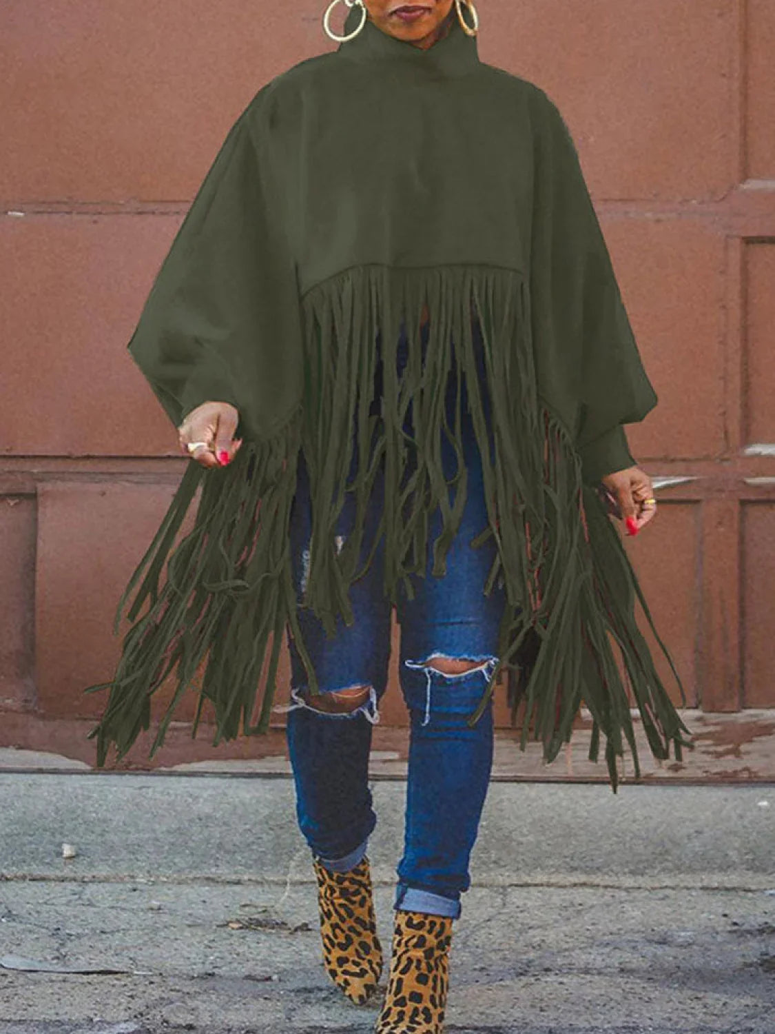 Solid Fringed Suede Top