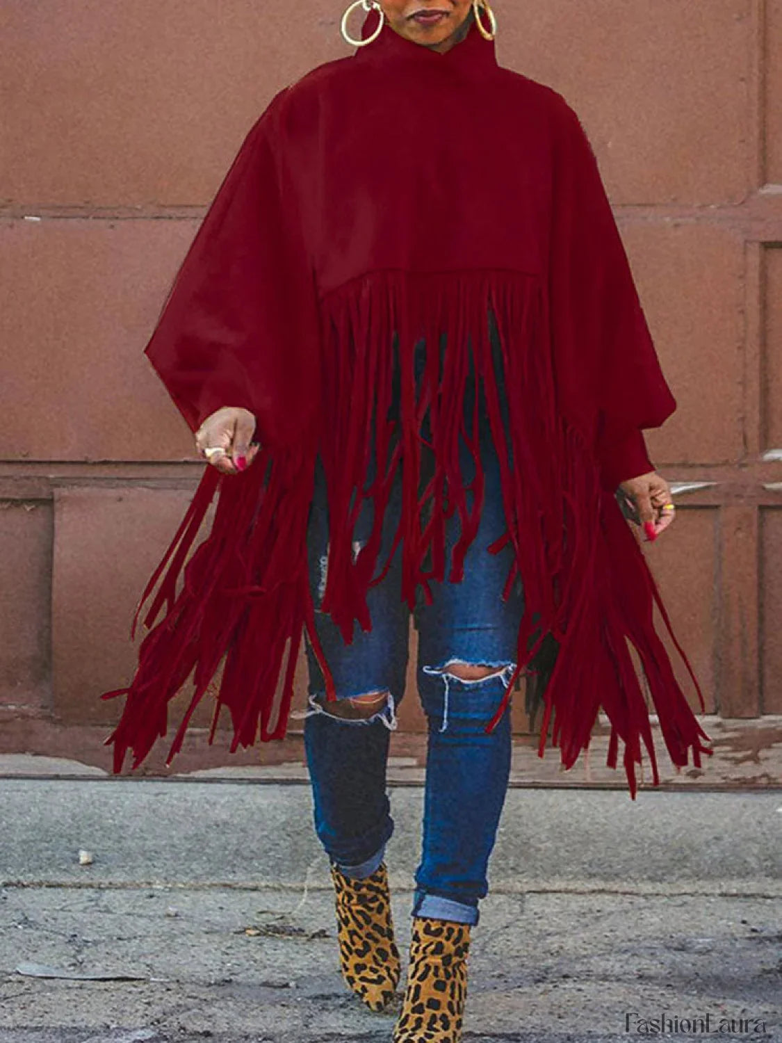 Solid Fringed Suede Top