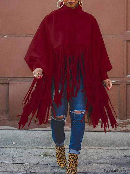 Solid Fringed Suede Top