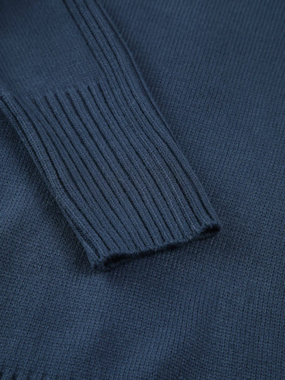 Solid High Neck Knit Sweater