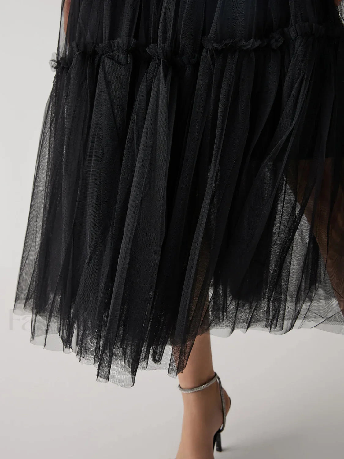 Solid Mesh Graceful Midi Skirt