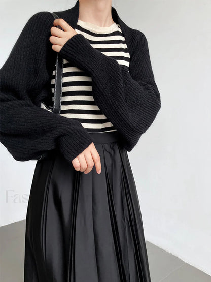 Solid Open-Front Graceful Shrug Sweater